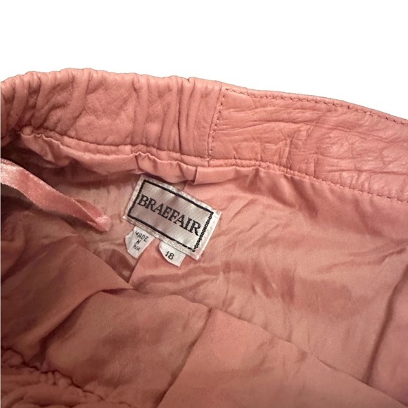 Vintage Real Soft Leather MIDI Skirt Light Pink Size 18 Plus Size Stretchy Cd Ts - Picture 4 of 4